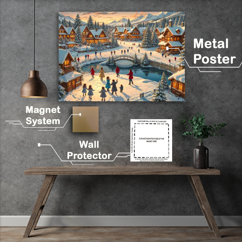 Buy Metal Poster : (Winter wonderland children playing)