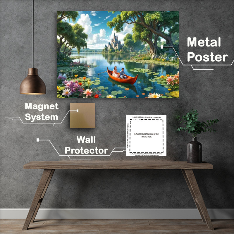 Buy Metal Poster : (princess and prince on the lake)
