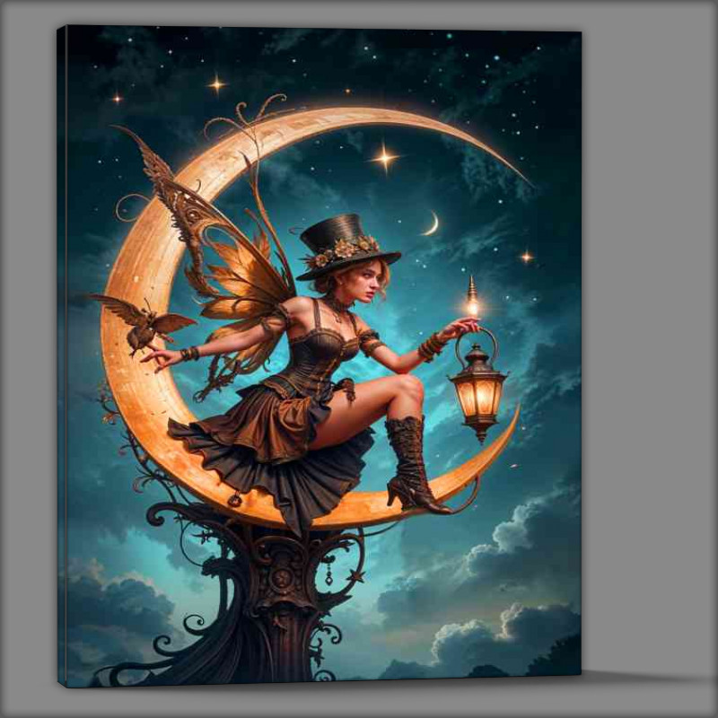 Buy Canvas : (Streampunk fairy on the moon)