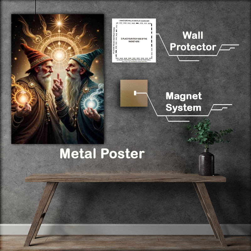Buy Metal Poster : (Two wizzards making spells)
