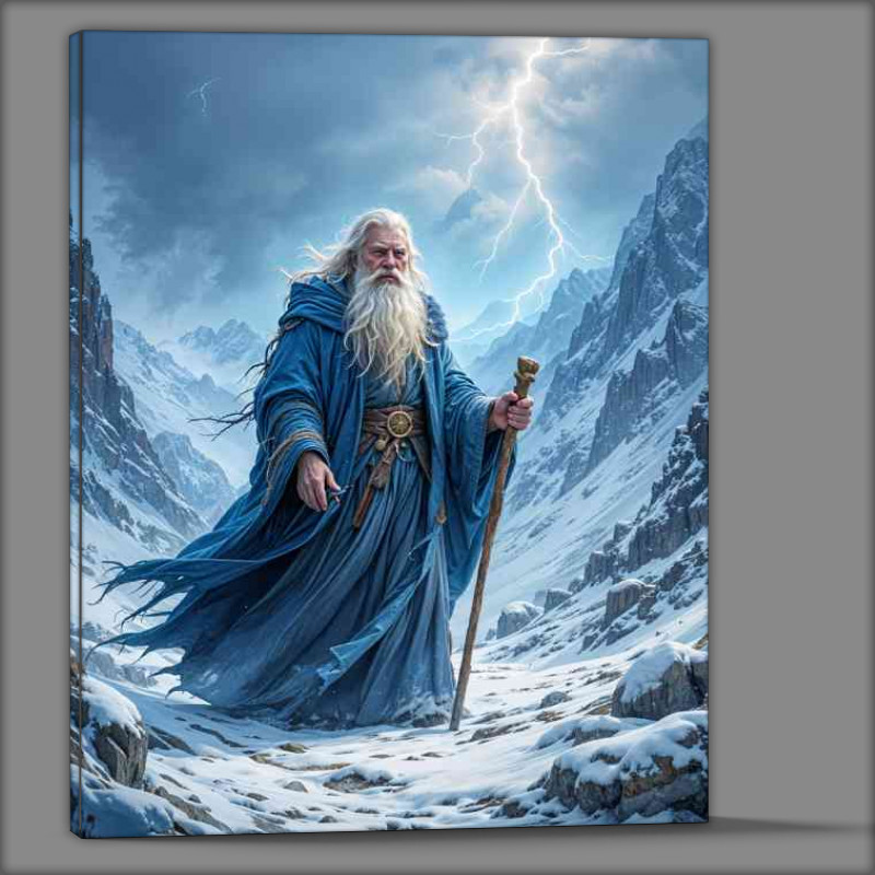 Buy Canvas : (fantasy wizard with a long beard wearing a blue robe)