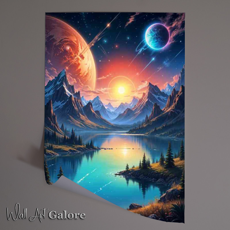Buy Unframed Poster : (Fantasy large glowing planet in the sky)