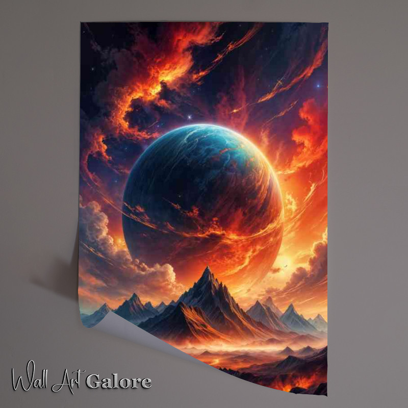 Buy Unframed Poster : (The colourful mountains with the fire planet)