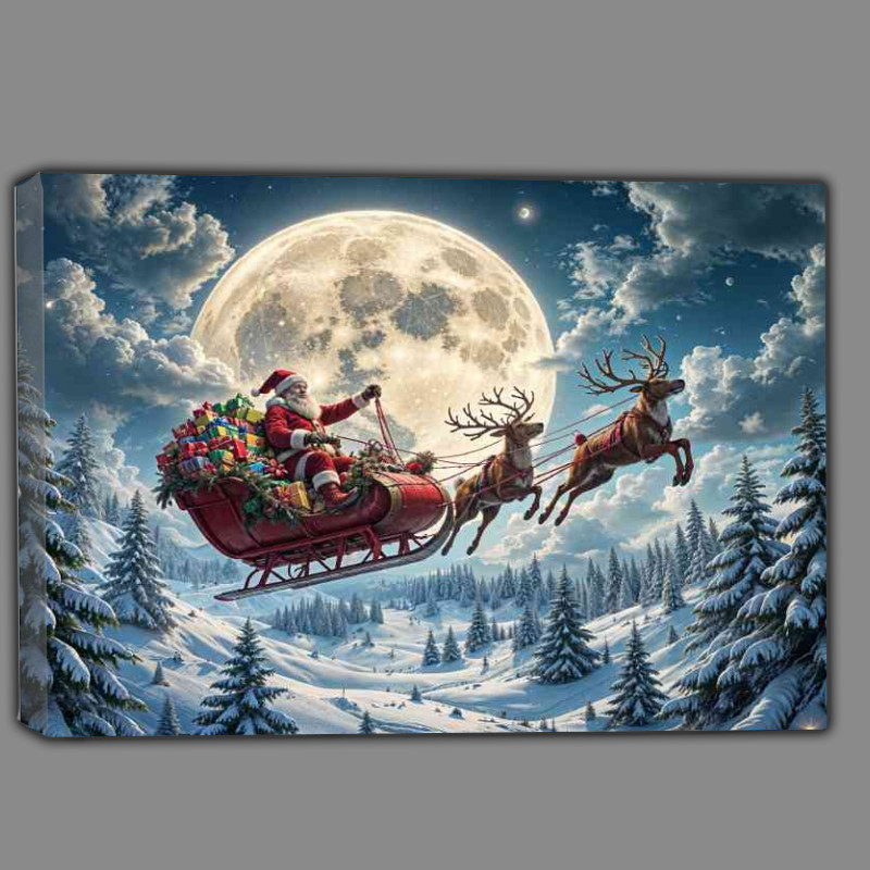 Buy Canvas : (farther christmas a red luxuary sled with a big bag of toys)