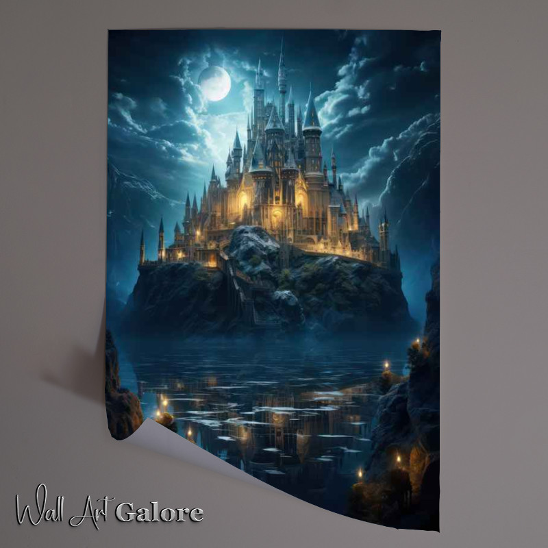 Buy Unframed Poster : (Harry potter castle style standing in a lake)