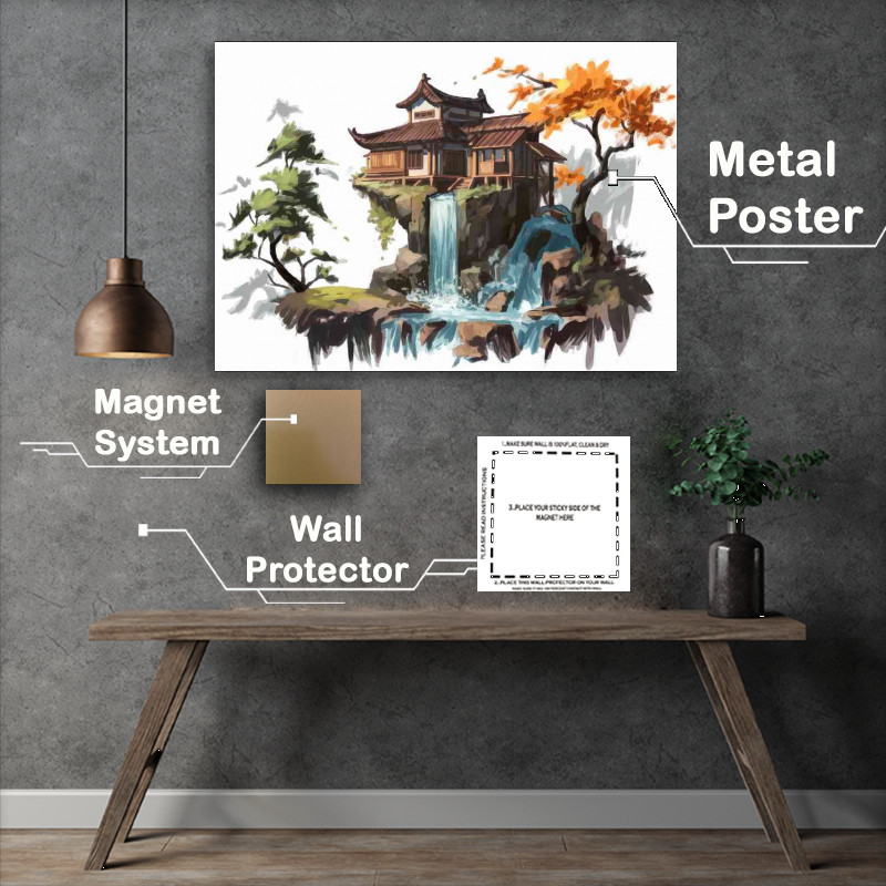 Buy Metal Poster : (Picturesque scene of a traditional asian style home.png)