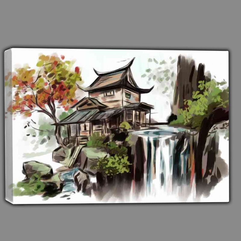 Buy Canvas : (Picturesque scene of a traditional asian style house)