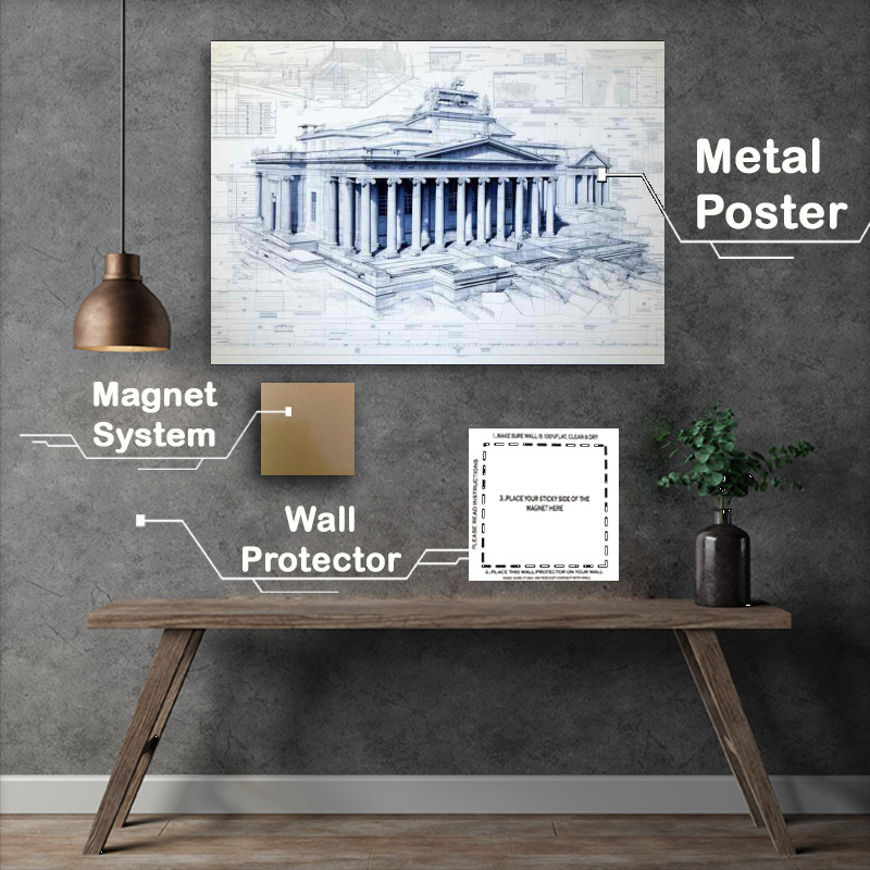 Buy Metal Poster : (Ancient Greek Majesty in Blueprint)