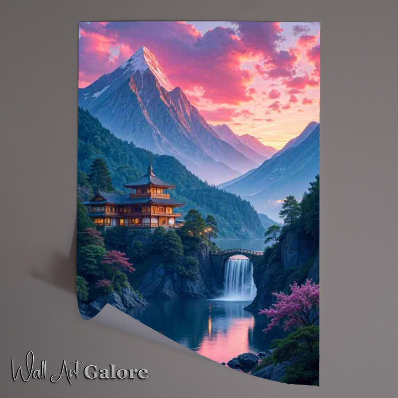 Buy Unframed Poster : (Japanese style village nestled in a mountainous landscape)