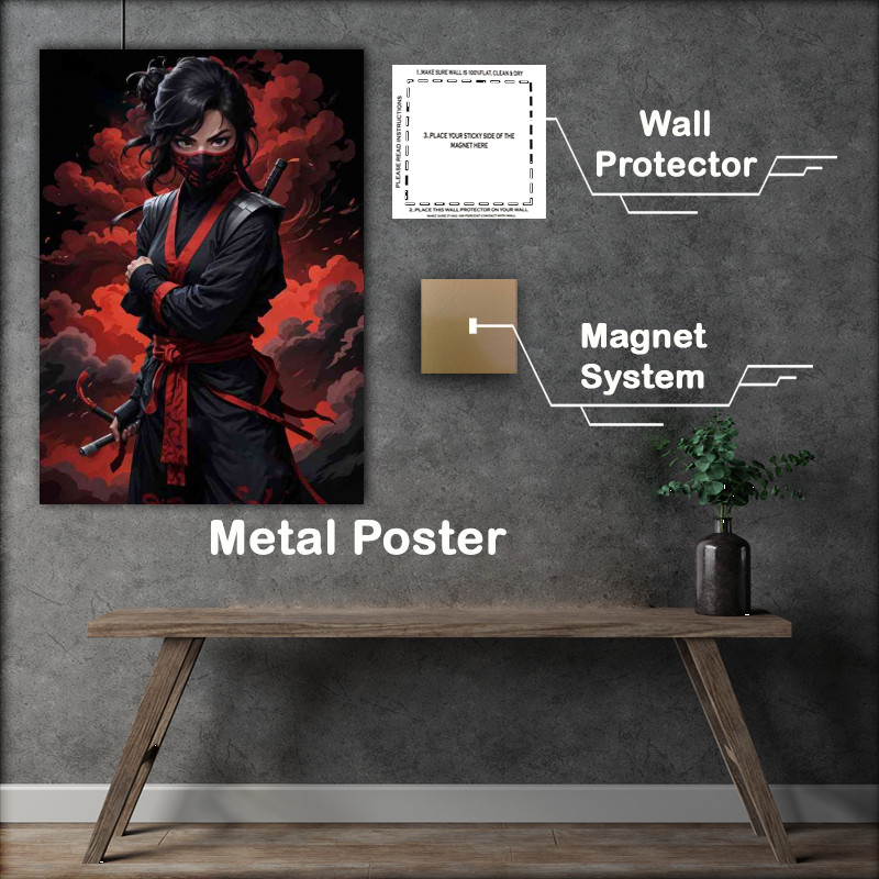 Buy Metal Poster : (Dark female ninja warrior with swords)