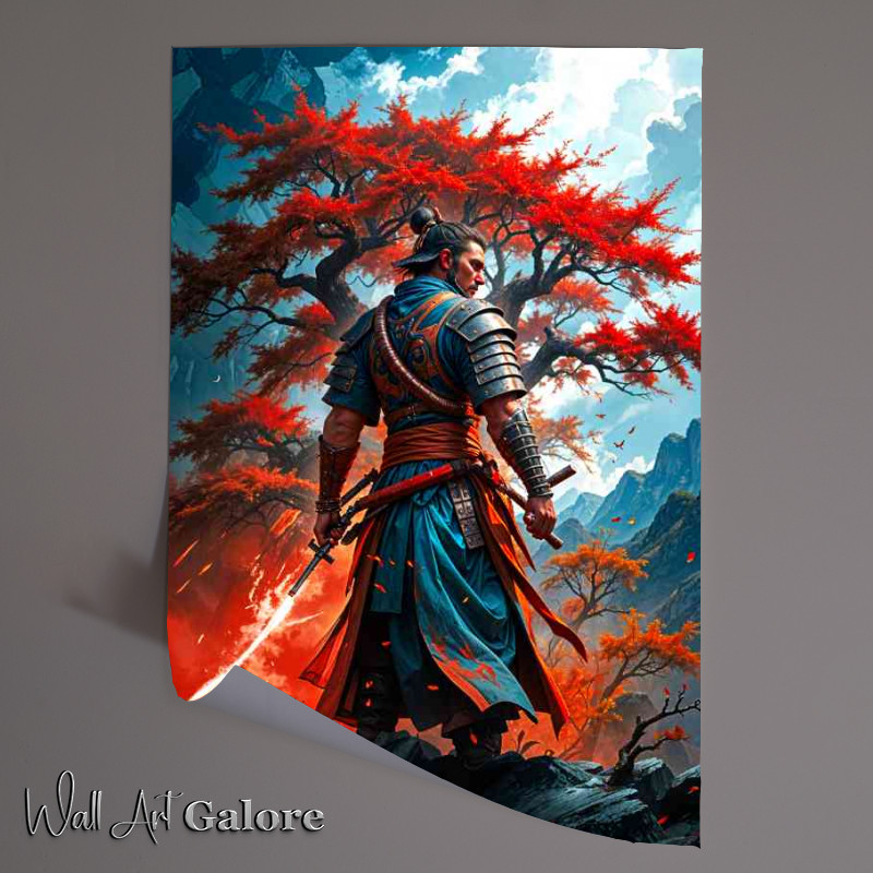 Buy Unframed Poster : (Samurai warrior wearing dark armor and a red robe)