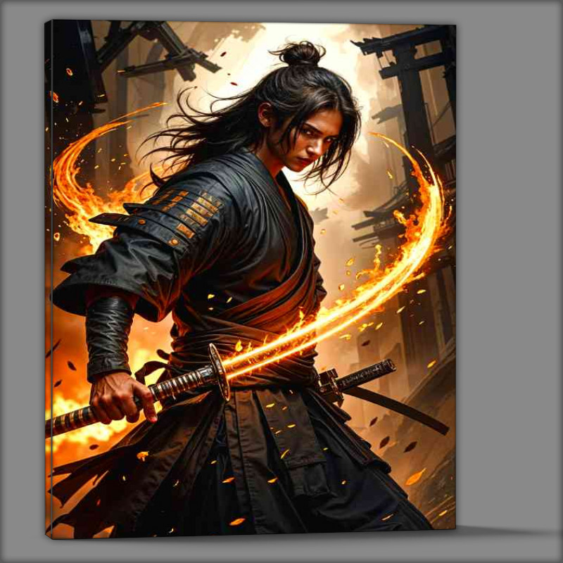 Buy Canvas : (The young warrior with flame sword)