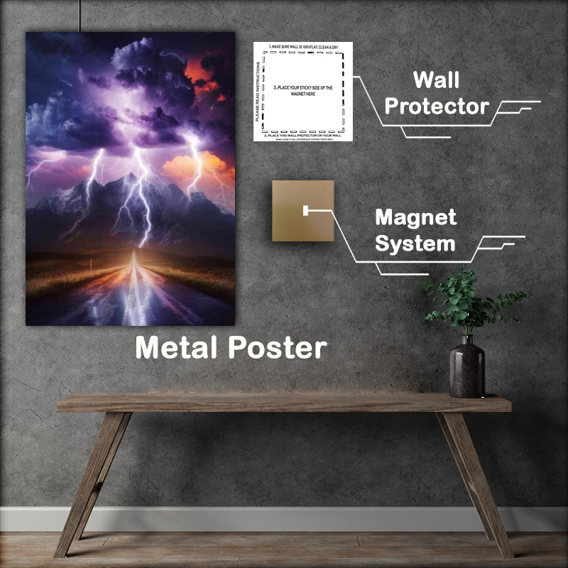 Buy Metal Poster : (Landscape dominated by a mountain)