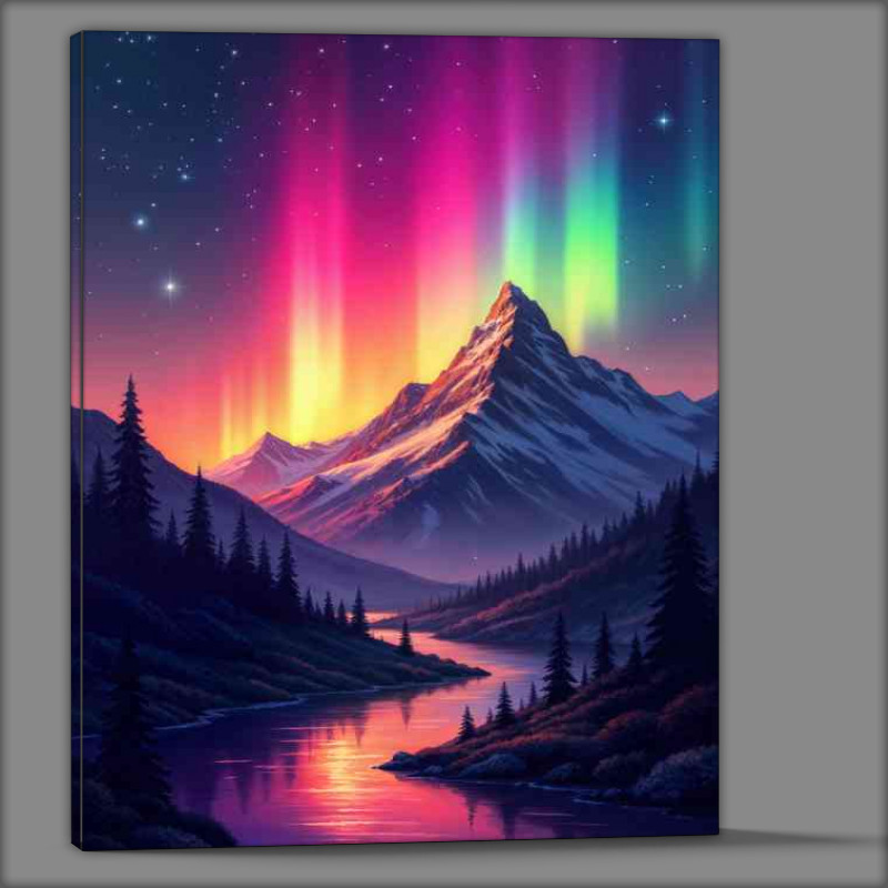Buy Canvas : (Rich colours aura behind the mountains)