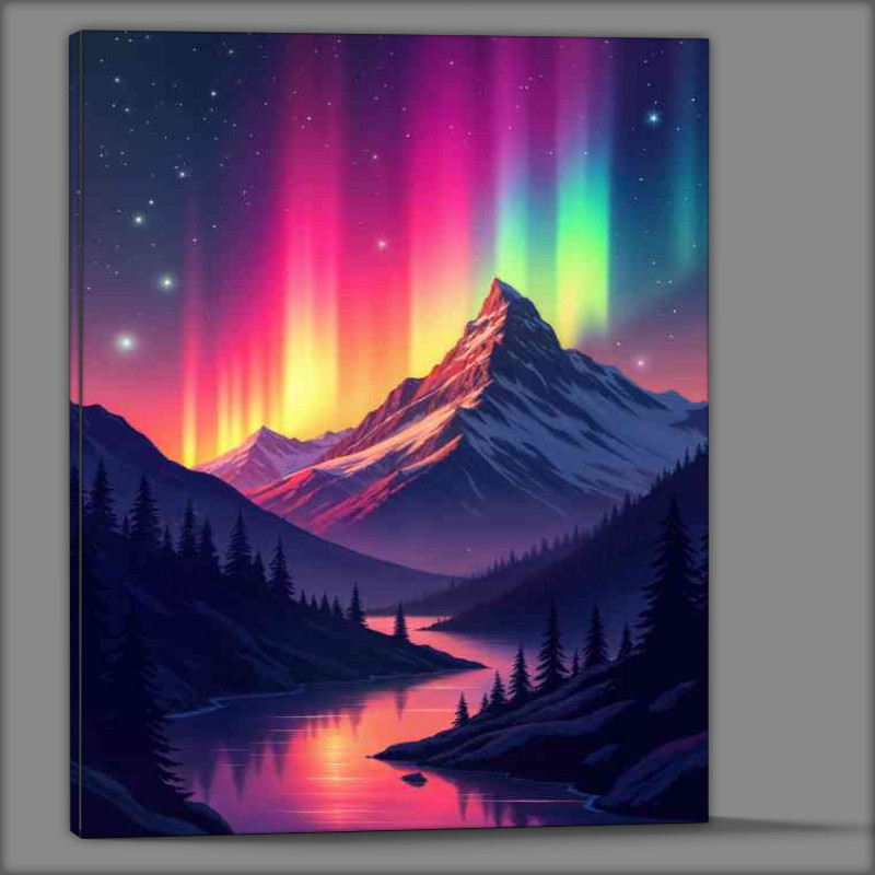Buy Canvas : (Strong aurua behind the mountains)