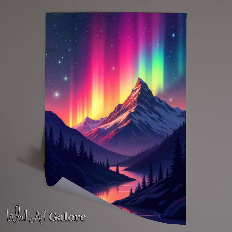 Buy Unframed Poster : (Strong aurua behind the mountains)