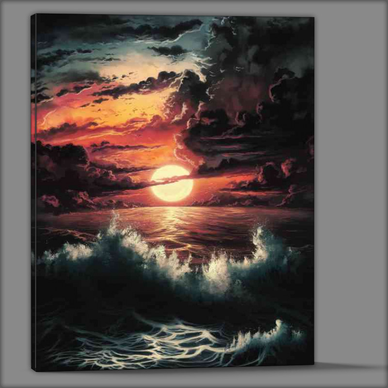 Buy Canvas : (Breathtaking sunset over a tumultuous sea)