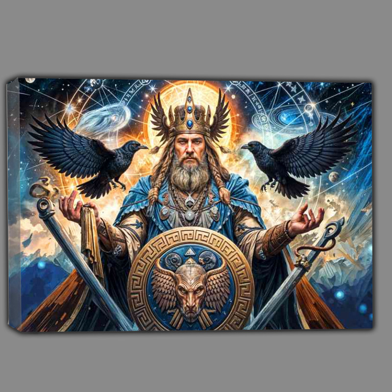 Buy Canvas : (Odin with ravens and the celestrial skies nores mythology)