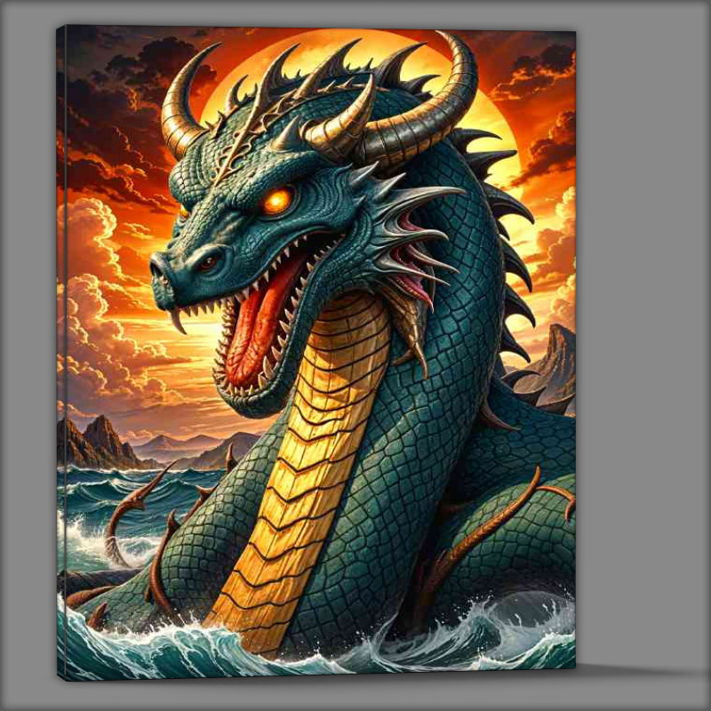 Buy Canvas : (Jörmungandr the norse mythology god of the seas glowing eyes)