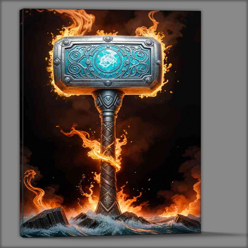 Buy Canvas : (Mjollnir hammer thor norse god)