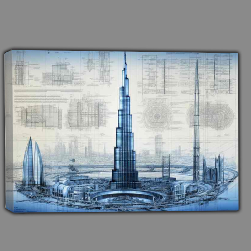 Buy Canvas : (Dubais Majestic Tower Blueprint)