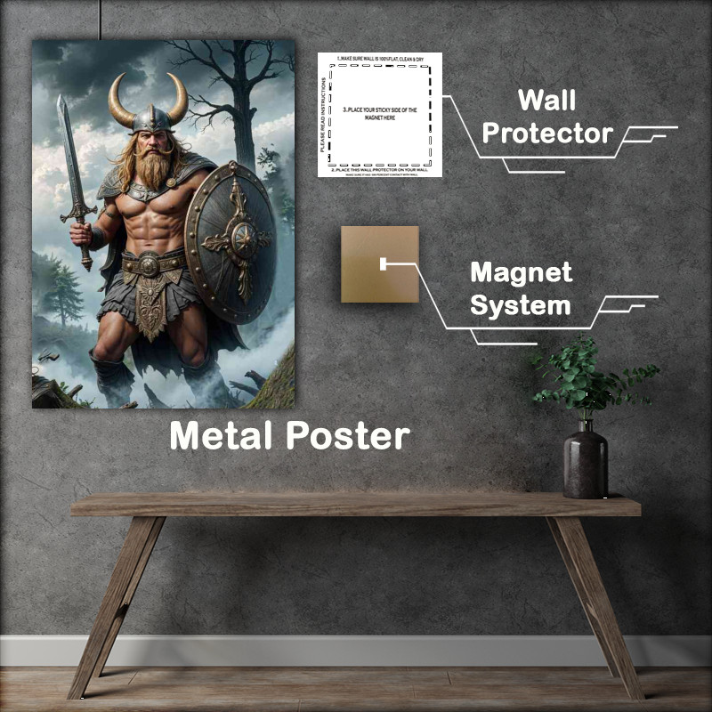 Buy Metal Poster : (The Viking in the woods on the hunt)