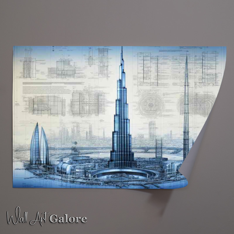 Buy Unframed Poster : (Dubais Majestic Tower Blueprint)