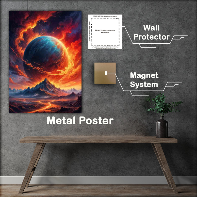 Buy Metal Poster : (Large glowing planet with a vibrancy)