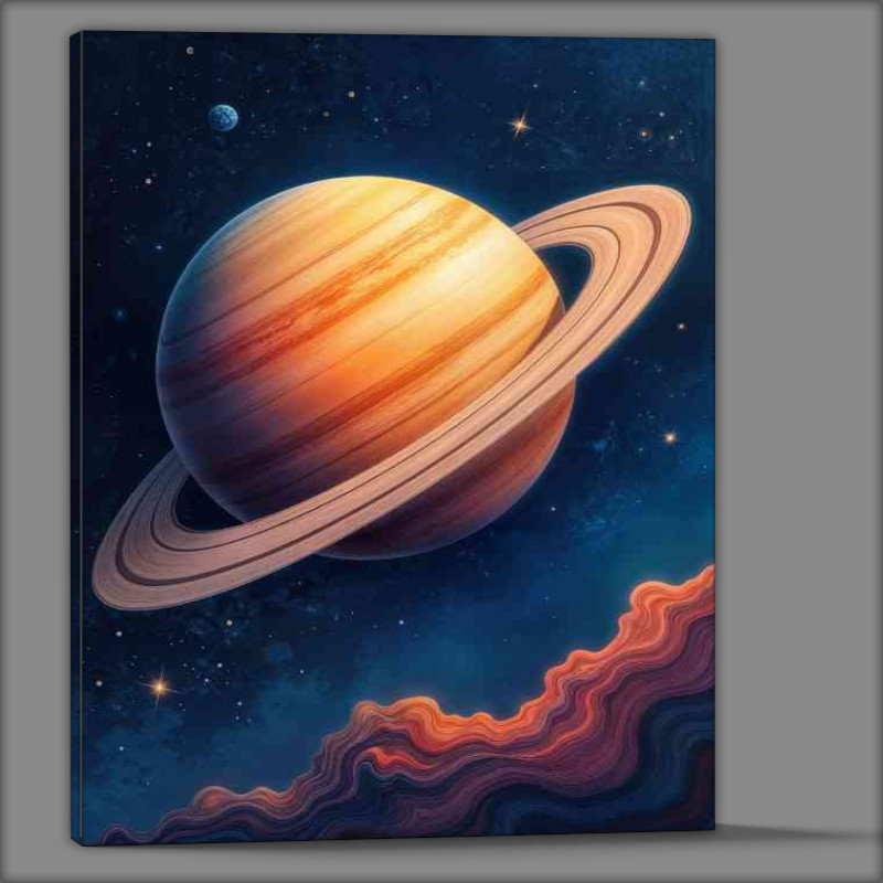 Buy Canvas : (Saturn planet with flowing lines)