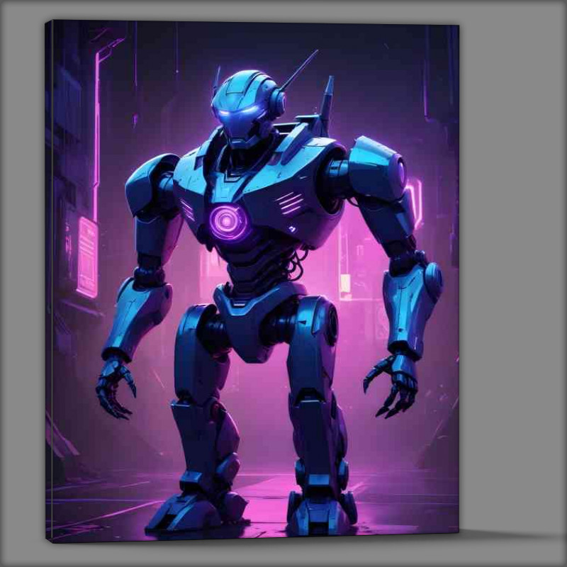 Buy Canvas : (Cyberpunk robot in battle mode)