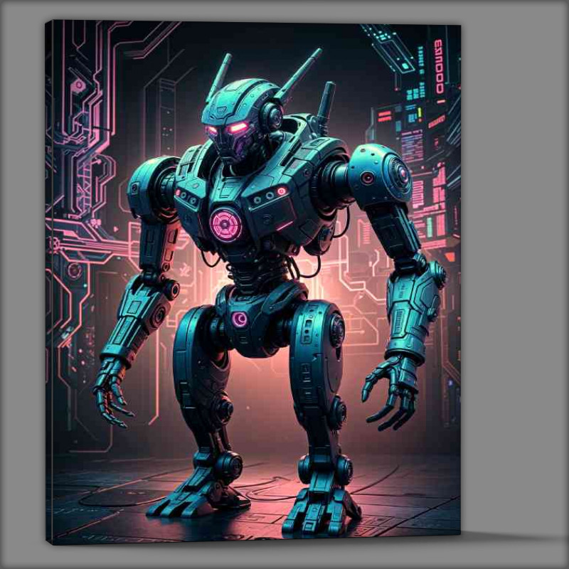 Buy Canvas : (Cyberpunk robot in neon)