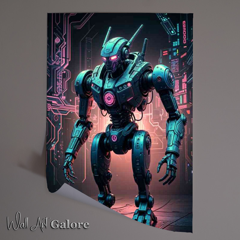 Buy Unframed Poster : (Cyberpunk robot in neon)