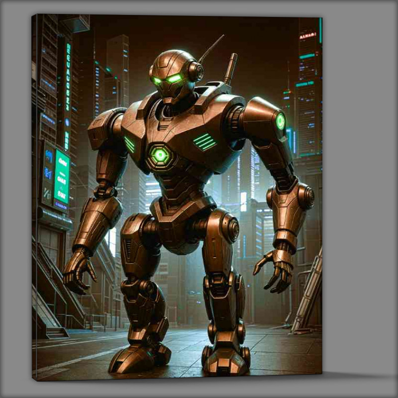 Buy Canvas : (Cyberpunk robot in neon futuristic)