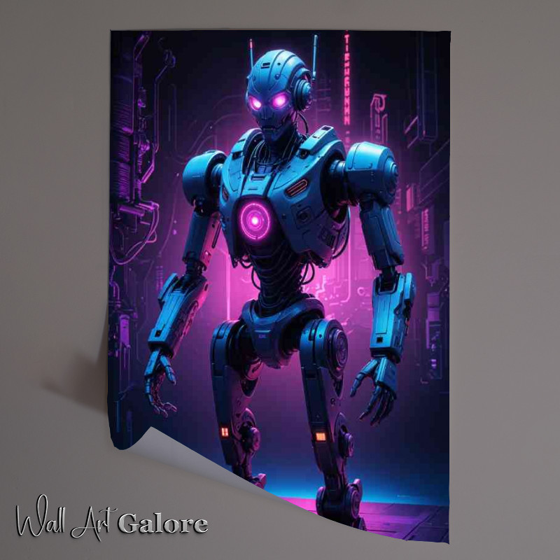 Buy Unframed Poster : (Cyberpunk robot in neon purple)