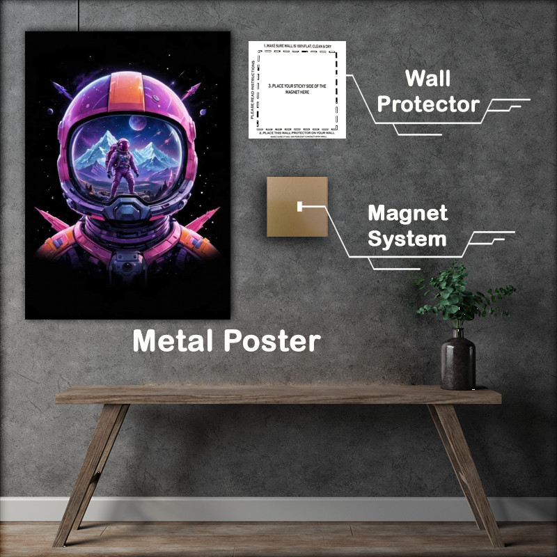 Buy Metal Poster : (Futuristic astronaut with helmet neon)