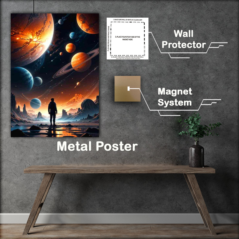 Buy Metal Poster : (Space gazing the planets)