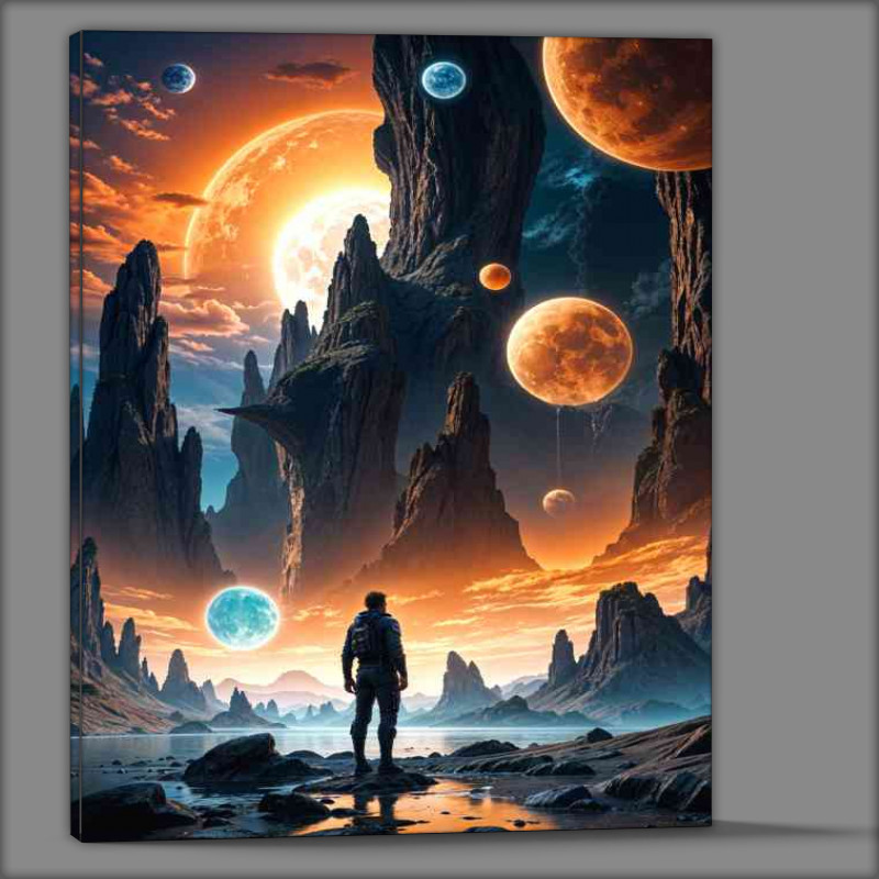 Buy Canvas : (Space man exploring the universe plantes)