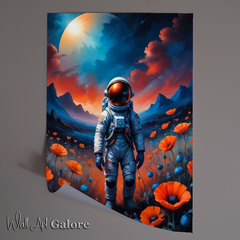 Buy Unframed Poster : (Space man in a poppy field)