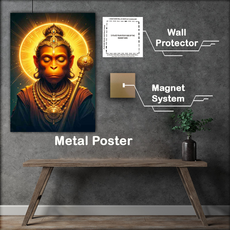 Buy Metal Poster : (Lord Hanuman deity golden glow)