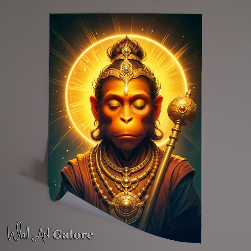 Buy Unframed Poster : (Lord Hanuman deity golden glow)