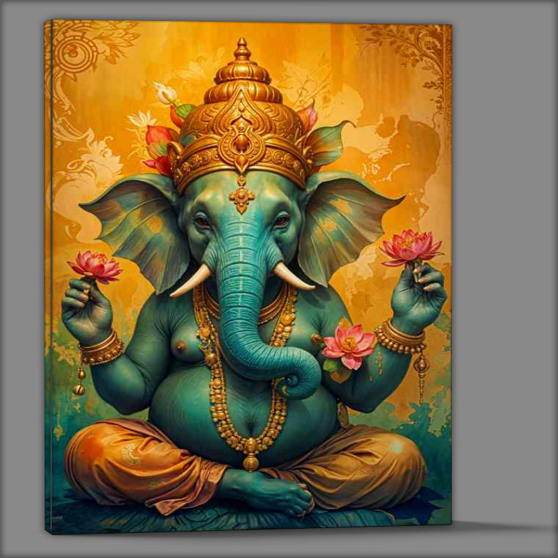 Buy Canvas : (Lord ganesha Hindu deity golden background)