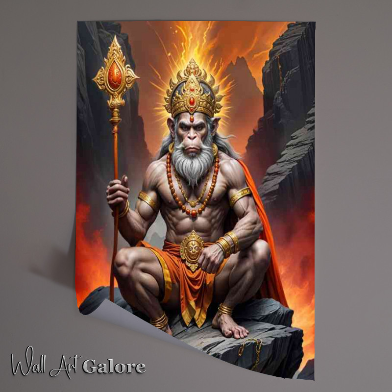 Buy Unframed Poster : (Lord hanuman deity on the mountain rocks)