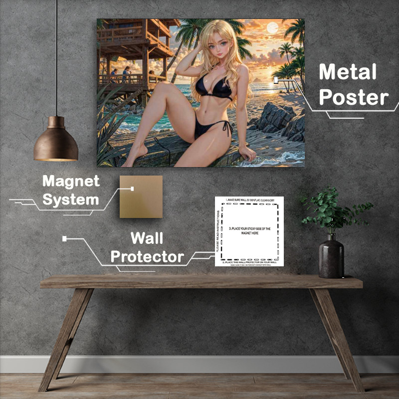 Buy Metal Poster : (Animae girl on the beach)
