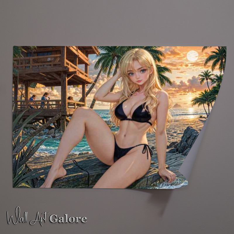 Buy Unframed Poster : (Animae girl on the beach)