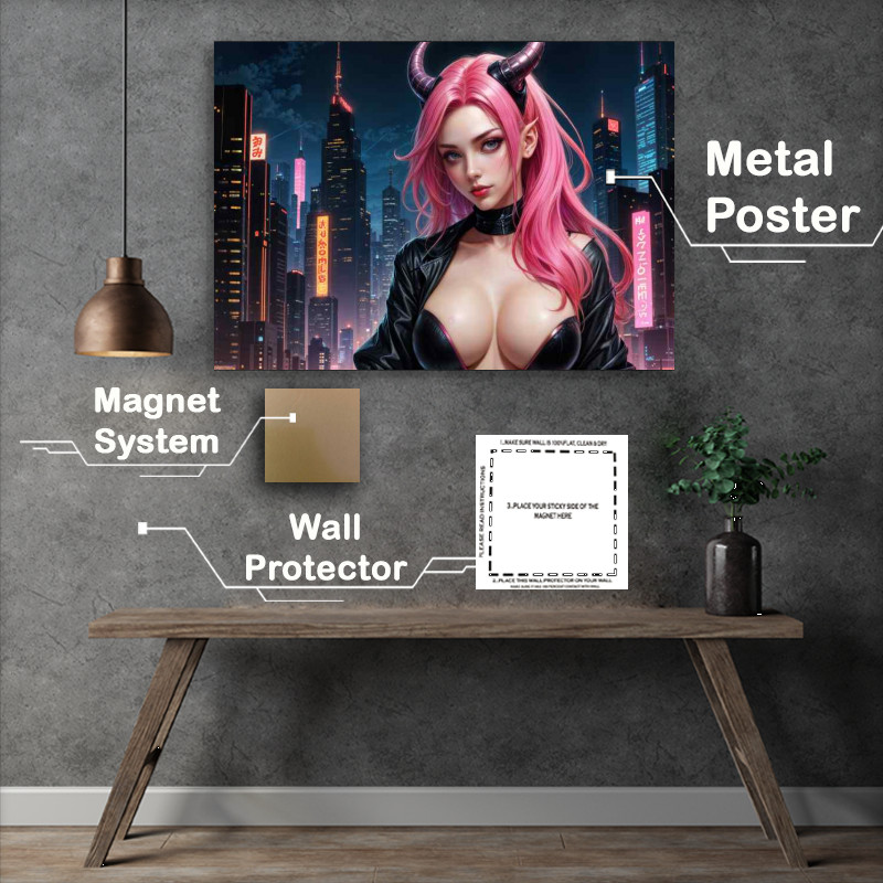 Buy Metal Poster : (Pink devil animae girl)