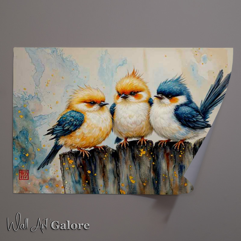 Buy Unframed Poster : (Little birds on the post)