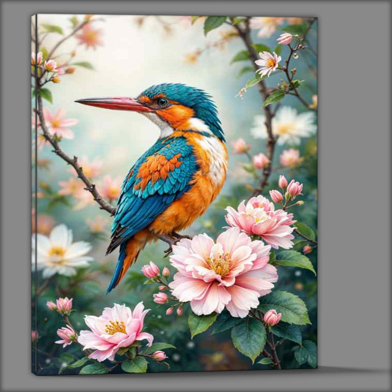 Buy Canvas : (Elegant Kingfisher on a perch)