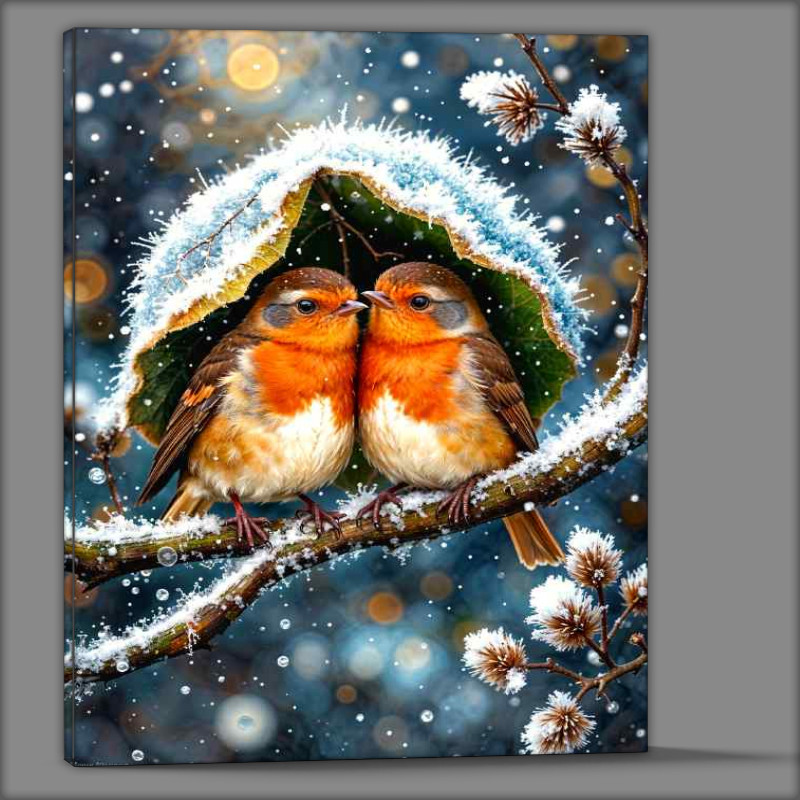Buy Canvas : (robins in the winter)