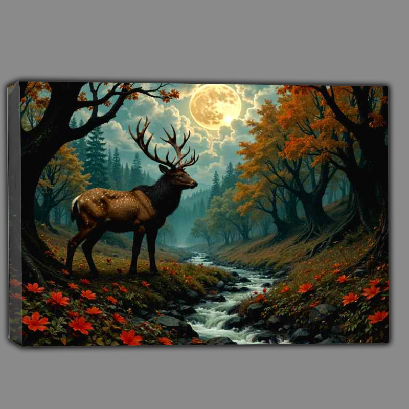 Buy Canvas : (Majestic deer in the forest spring)