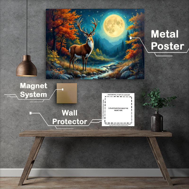 Buy Metal Poster : (Stag in the mountan forest)